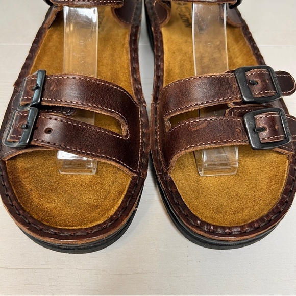 NAOT Brown Leather Buckle Ankle Strap Sandals - Picture 4 of 11